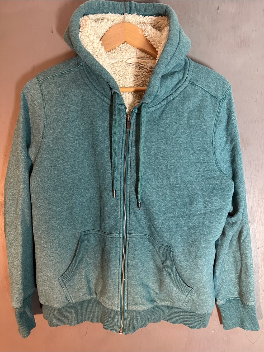 L.L. Bean Teal Sherpa-Lined Zip Hoodie Sweater - Men